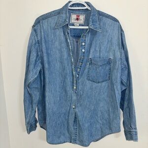 Vintage Levi's Denim Women’s Shirt Long Sleeve Button Front medium white Label M